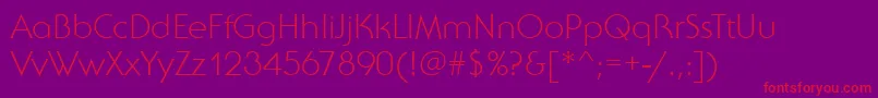 フォントSebastianLightRegular – 紫の背景に赤い文字