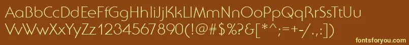 SebastianLightRegular-Schriftart – Gelbe Schriften auf braunem Hintergrund
