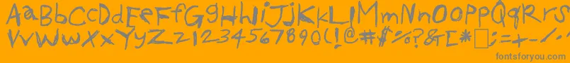 Okcok-Schriftart – Graue Schriften auf orangefarbenem Hintergrund