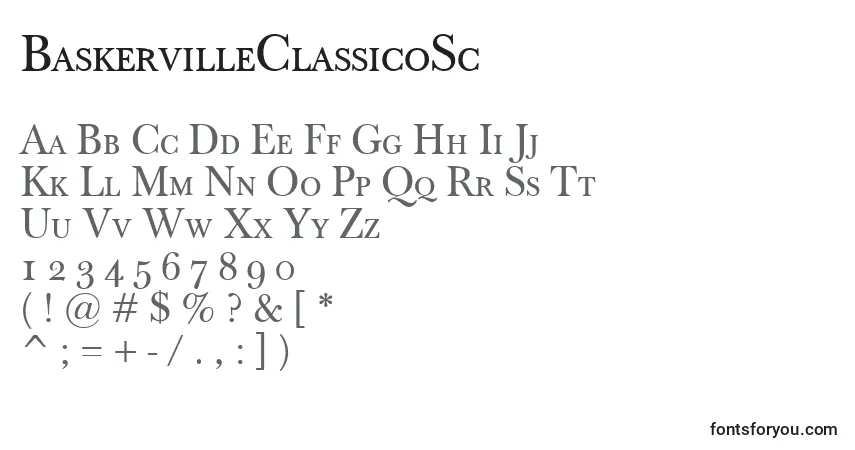 A fonte BaskervilleClassicoSc – alfabeto, números, caracteres especiais