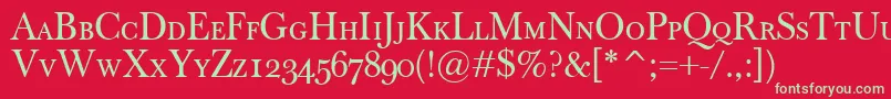 フォントBaskervilleClassicoSc – 赤い背景に緑の文字