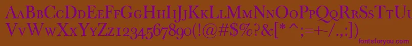 BaskervilleClassicoSc Font – Purple Fonts on Brown Background