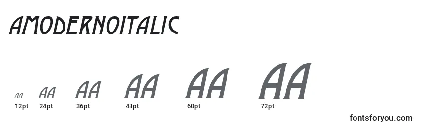 Размеры шрифта AModernoItalic