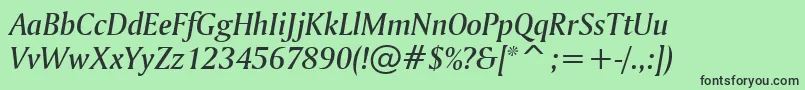 AmerigoMediumItalicBt Font – Black Fonts on Green Background