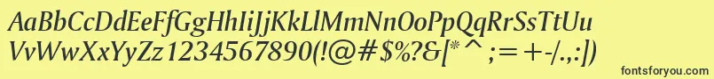 AmerigoMediumItalicBt Font – Black Fonts on Yellow Background