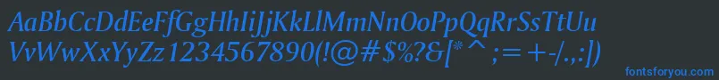 AmerigoMediumItalicBt Font – Blue Fonts on Black Background