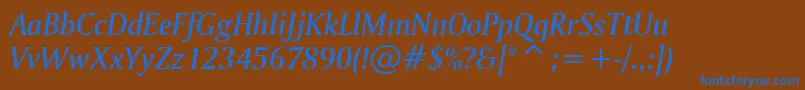 AmerigoMediumItalicBt Font – Blue Fonts on Brown Background