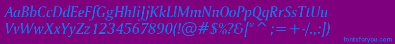 AmerigoMediumItalicBt Font – Blue Fonts on Purple Background