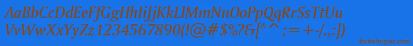 AmerigoMediumItalicBt Font – Brown Fonts on Blue Background