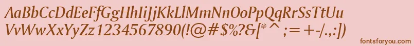 AmerigoMediumItalicBt Font – Brown Fonts on Pink Background