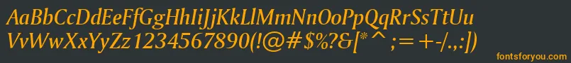 AmerigoMediumItalicBt Font – Orange Fonts on Black Background