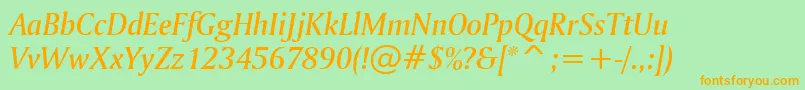 AmerigoMediumItalicBt Font – Orange Fonts on Green Background