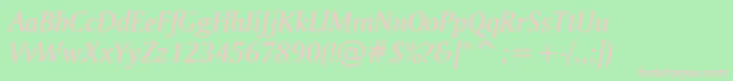 AmerigoMediumItalicBt Font – Pink Fonts on Green Background