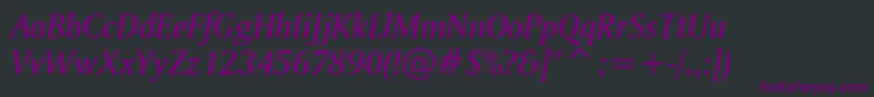 AmerigoMediumItalicBt Font – Purple Fonts on Black Background