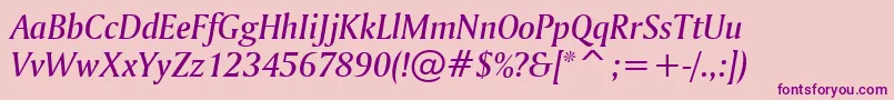 AmerigoMediumItalicBt Font – Purple Fonts on Pink Background