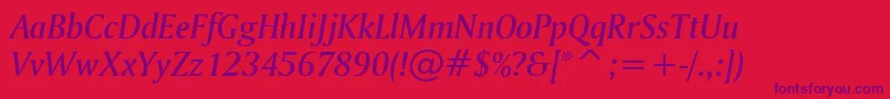 AmerigoMediumItalicBt Font – Purple Fonts on Red Background