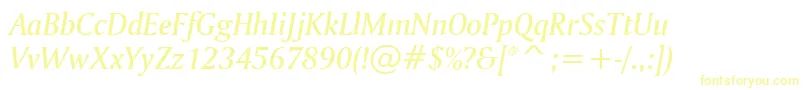 AmerigoMediumItalicBt Font – Yellow Fonts on White Background