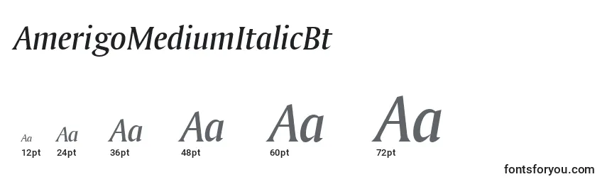 Размеры шрифта AmerigoMediumItalicBt