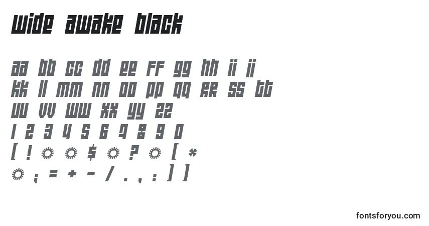 Wide Awake Black-fontti – aakkoset, numerot, erikoismerkit