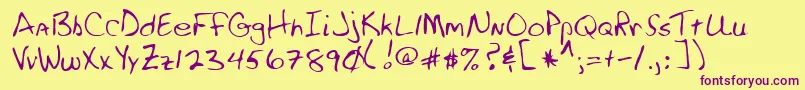 RossRegular-Schriftart – Violette Schriften auf gelbem Hintergrund
