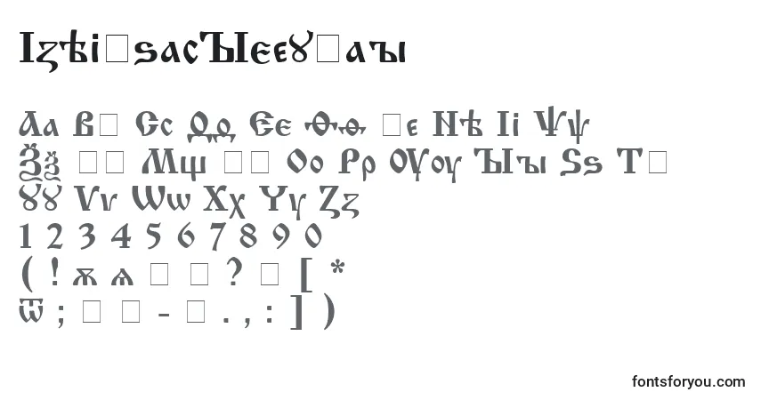 Czcionka IzhitsacRegular – alfabet, cyfry, specjalne znaki