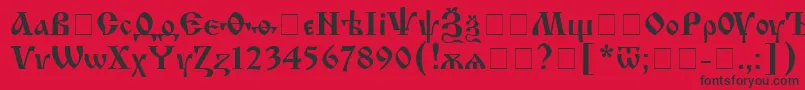 IzhitsacRegular Font – Black Fonts on Red Background