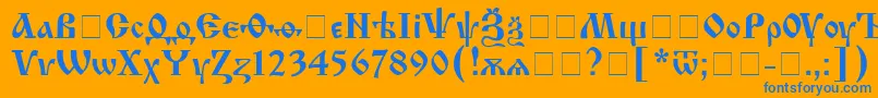 IzhitsacRegular Font – Blue Fonts on Orange Background