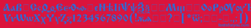 IzhitsacRegular Font – Blue Fonts on Red Background