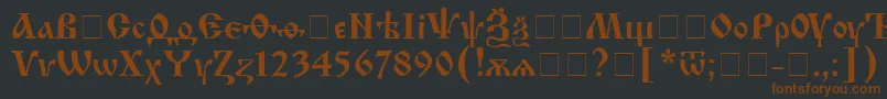 Czcionka IzhitsacRegular – brązowe czcionki na czarnym tle