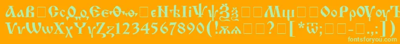 IzhitsacRegular Font – Green Fonts on Orange Background