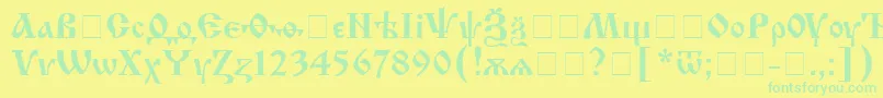 Czcionka IzhitsacRegular – zielone czcionki na żółtym tle