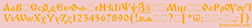 IzhitsacRegular Font – Orange Fonts on Pink Background