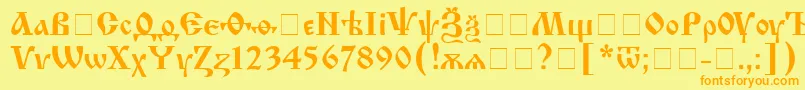 IzhitsacRegular Font – Orange Fonts on Yellow Background