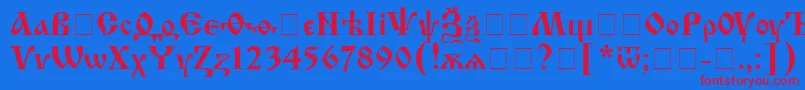 IzhitsacRegular Font – Red Fonts on Blue Background