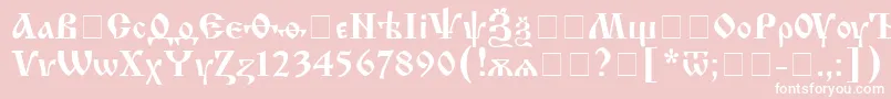 IzhitsacRegular-Schriftart – Weiße Schriften auf rosa Hintergrund