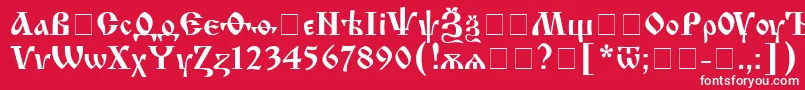 フォントIzhitsacRegular – 赤い背景に白い文字