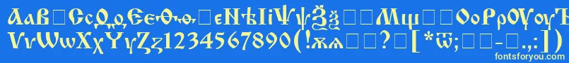 フォントIzhitsacRegular – 黄色の文字、青い背景