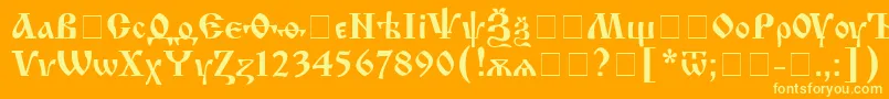 IzhitsacRegular Font – Yellow Fonts on Orange Background