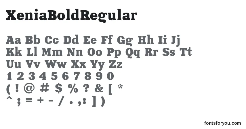 Schriftart XeniaBoldRegular – Alphabet, Zahlen, spezielle Symbole