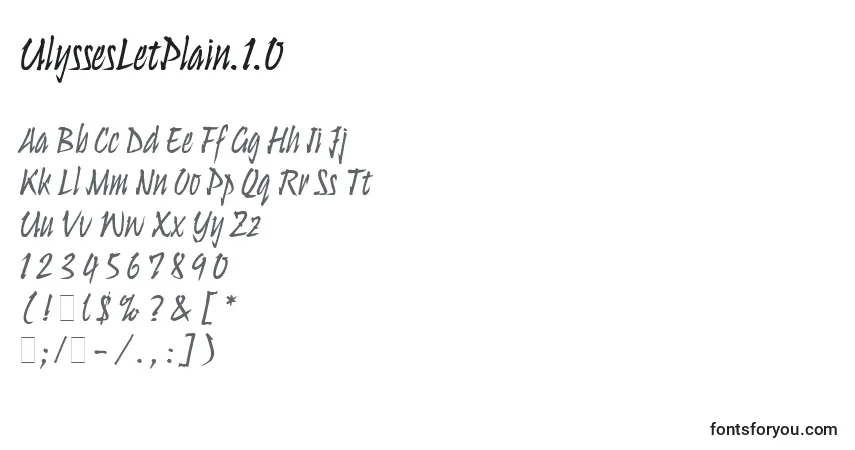 Czcionka UlyssesLetPlain.1.0 – alfabet, cyfry, specjalne znaki