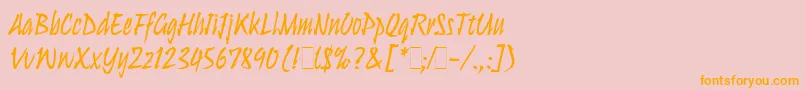 UlyssesLetPlain.1.0-Schriftart – Orangefarbene Schriften auf rosa Hintergrund