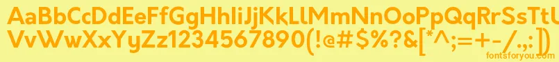 フォントOrkneyBold – オレンジの文字が黄色の背景にあります。