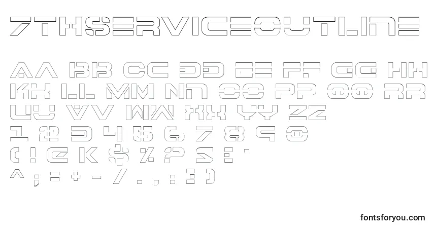 7thServiceOutline Font – alphabet, numbers, special characters