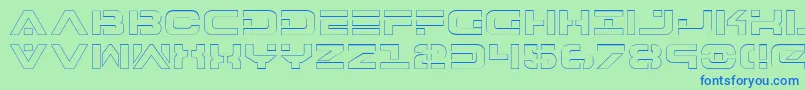 7thServiceOutline-Schriftart – Blaue Schriften auf grünem Hintergrund