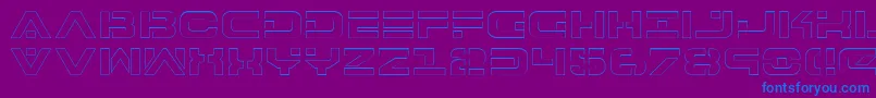 7thServiceOutline-Schriftart – Blaue Schriften auf violettem Hintergrund