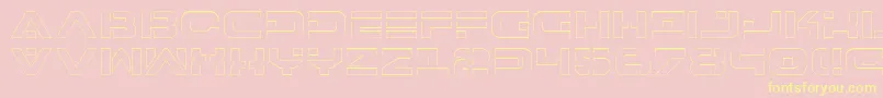 フォント7thServiceOutline – 黄色のフォント、ピンクの背景
