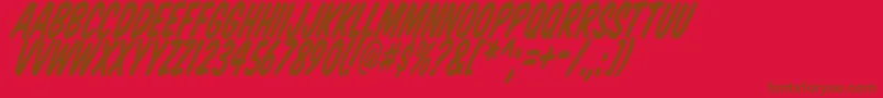 KomikaTitleTilt Font – Brown Fonts on Red Background
