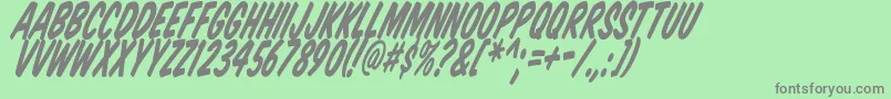 Weitere Informationen zur KomikaTitleTilt-Schriftart KomikaTitleTilt-Schriftart – Graue Schriften auf grünem Hintergrund