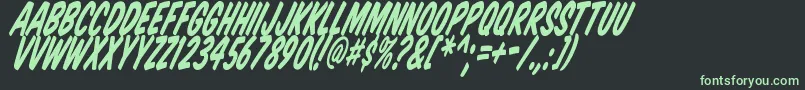 KomikaTitleTilt-fontti – vihreät fontit mustalla taustalla