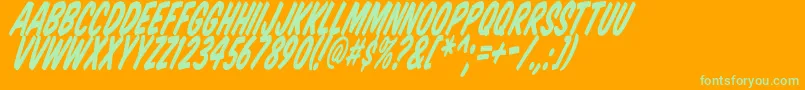 KomikaTitleTilt Font – Green Fonts on Orange Background